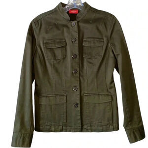 VALERIE STEVENS Women’s Army Green Cotton Blend Button Up Utility Army Jacket SP
